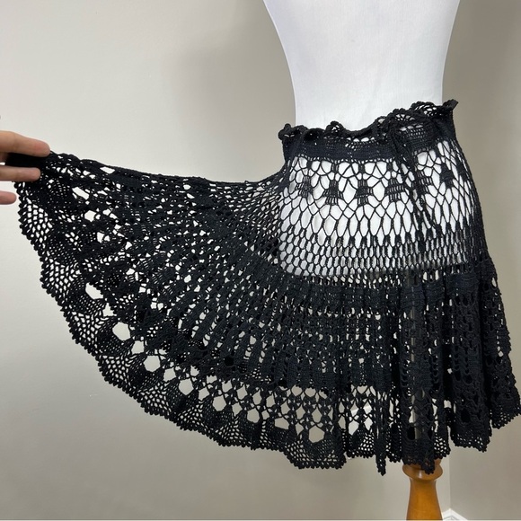 Hand Crafted Dresses & Skirts - Hand crochet lace knee length skirt Sz M